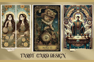 design custom tarot card illustration design tcg oracle playing card game design