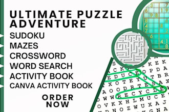 create word search, sudoku, crossword, puzzle activity book for amazon