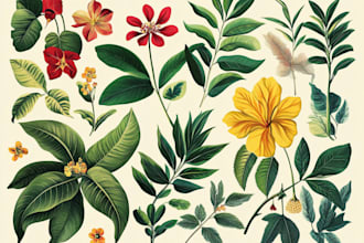create a beautiful vintage botanical illustration poster