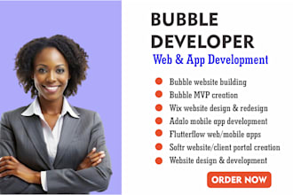 design and develop your bubble app wix website adalo mobile app