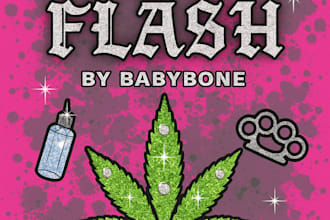 do a marijuana themed tattoo flash sheet