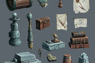 draw 3d model props, objects or medieval weapons