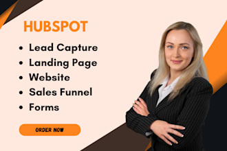 setup hubspot lead capture form, design hubspot landing page, website, funnel