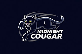 design outstanding midnight cougar mascot logo with express delivery
