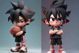 design 3d cute cartoon style characters modeling, mascot, nft, animation, game,