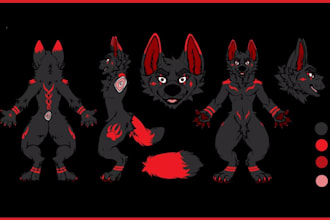design a detailed furry reference sheet for your fursona sfw or nsfw convention