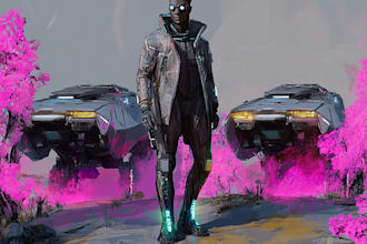 concept art for science fiction fantasy, cyberpunk