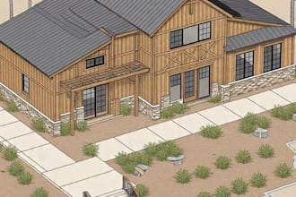 do 3d cgi barn dominium architecture plan with 3d rendering