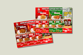 be your go to graphic designer for menus, posters, digital or TV screen menus