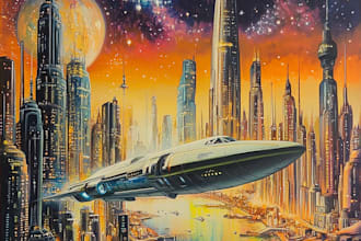 do science fiction city cyberpunk concept illustration
