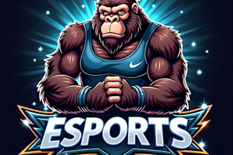 design high quality esport gorilla mascot logo with my fastest delivery