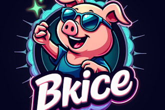 design high quality esport dabbing pig mascot logo with unlimited revision