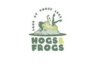 design bachelor party hogs frogs logo