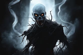 draw fantasy horror character art and horror story
