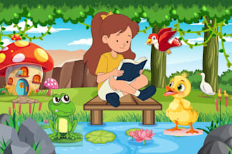 do children story book illustration and children book illustration with cover