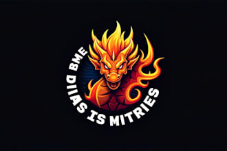 make eye catching flame dragon mascot logo with express delivery