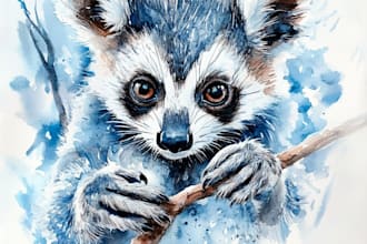 realistic animal illustration in watercolor