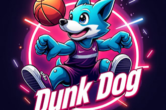 design high quality esport dunk dog mascot logo with my fastest delivery
