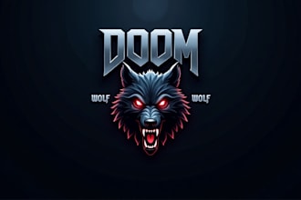 design outstanding doom wolf head mascot logo with express delivery