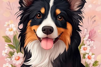 create a custom disney pet portrait illustration