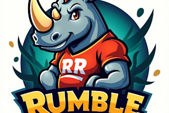 design high quality esport rumble rhino mascot logo with unlimited revision