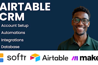 setup airtable database, automations , interface, API, softr webapp design