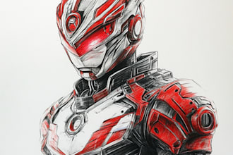 draw armor mecha superhero tokusatsu robot kamen rider and friendship portrait