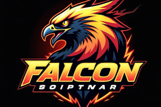 design high quality esport falcon fury mascot logo with creative concepts