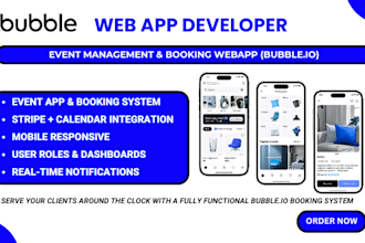 build bubble io web app saas event booking system with stripe attendee dashboard