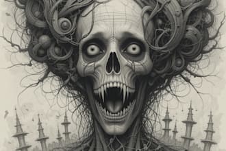 make fantasy or dark creepy horror art illustration