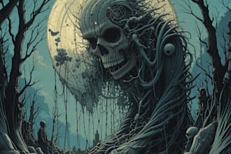 do artwork for tshirt dark art, horror, creepy illustration