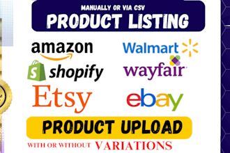 list products on ebay, amazon, wayfair, etsy, shopify and walmart