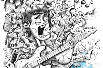 create doodle illustration for music album cover and friendship portrait
