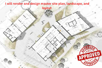 render and design master site plan, landscape, and layout