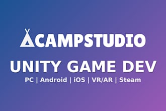 develop a full unity game for PC, mobile, VR, ar or steam