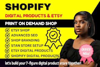 setup 7 figure shopify digital store etsy shop stan store digital store