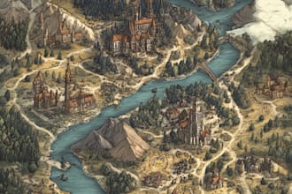 do fantasy map illustration for dnd, novels and games