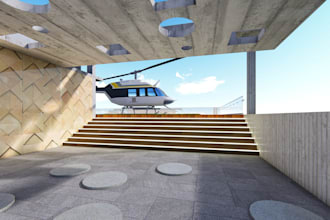 do roof top helipad , swimming pool