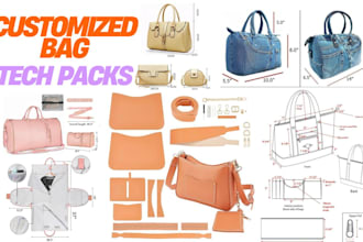 design backpack, handbag, bag, wallet, and luggage, and make a tech pack