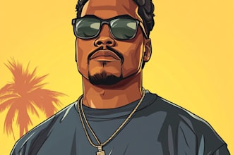 draw a handdrawn cartoon portrait in gta style