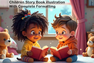 do african american children story book illustration and book cover for kids