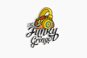 design funky gringo taco food truck logo