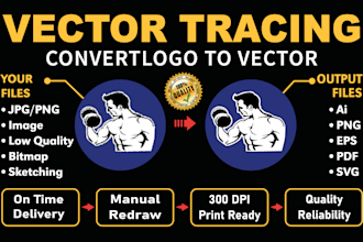 vectorize, trace, edit or redraw any logo or image in adobe illustrator