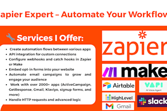 automate your workflow with zapier, make com, integromat, apis and webhooks
