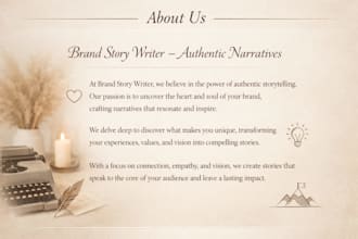 write your brand story about us mission vision copywriter
