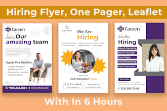design hiring job, recruitment flyers, one pager and  leaflet