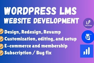 build  wordpress elearning lms website online course with learndash,learnpress