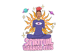make a psychedelic retro spiritual type artwork for podcast merch or youtube