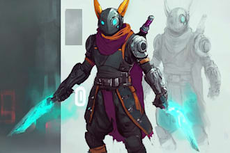 draw fantasy or sci fi concept art character design