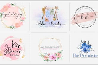 design watercolor feminine floral logo
